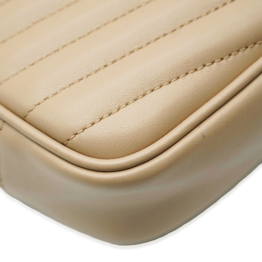 Beige Chevron Calfskin Mini Camera Bag S2824