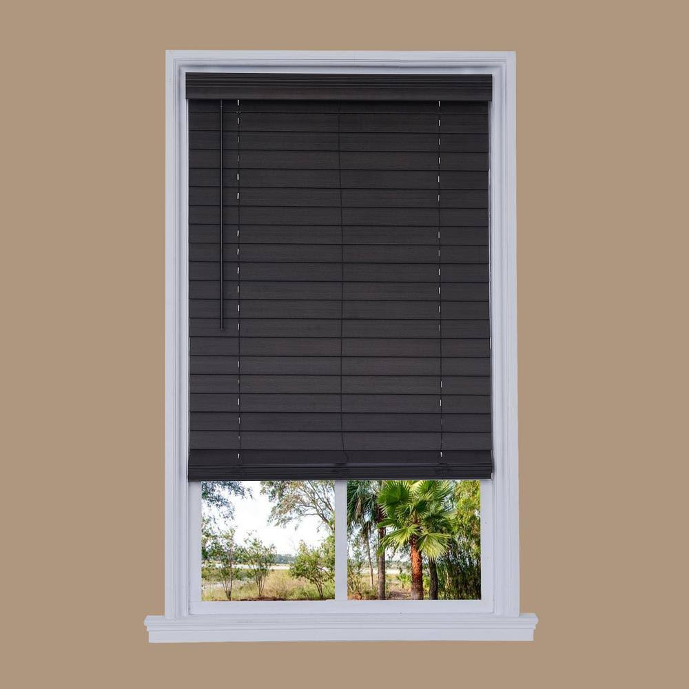 Walnut Faux Wood Room Darkening Horizontal Blinds X935043