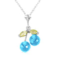 1.45 Carat 14k 20" Solid White Gold Blue Topaz Peridot Pendant Necklace X55595