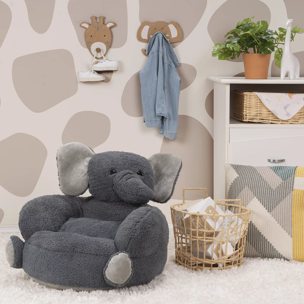 Plush Gray Elephant Toddler Chair D588