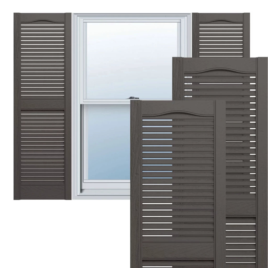 12 in. W x 64 in. H Cathedral Top Open Louver Shutters P85092