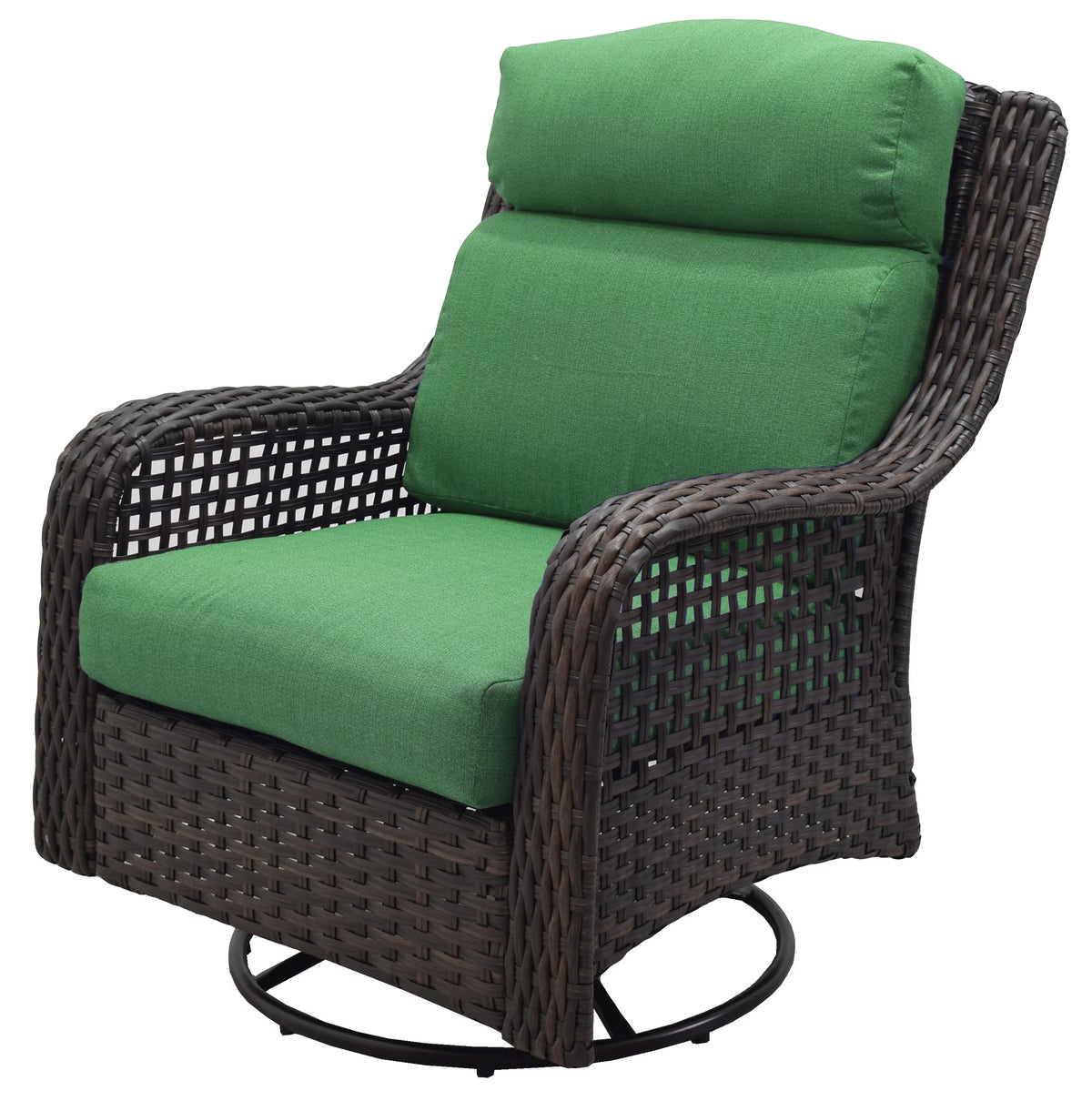 4-Piece Green Outdoor Wicker Swivel Chair Conversation Set U533