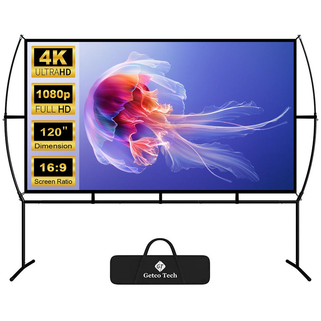 100 inch 16:9 4K Projector Screen with Stand and Carry Bag D868737