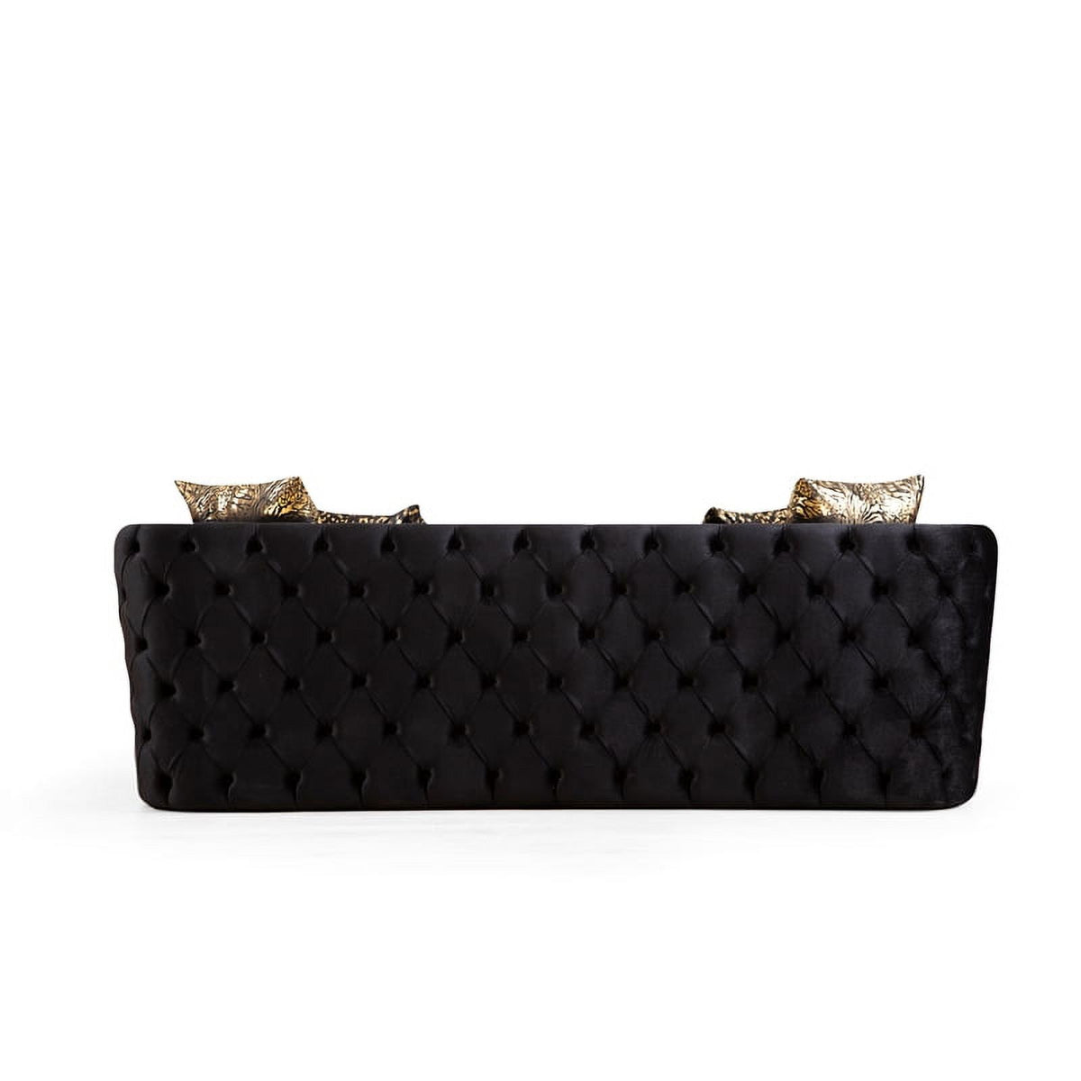 2 Pc Velvet Button Tufted Sofa Set in Black F66281