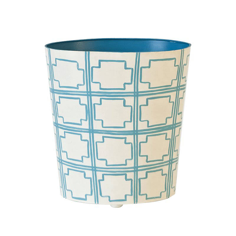 Cream/Blue 2 Gallon Waste Basket G470924