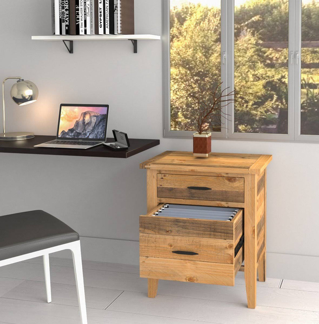 Reclaimed Wood Filing Cabinet with Two Drawers E95521