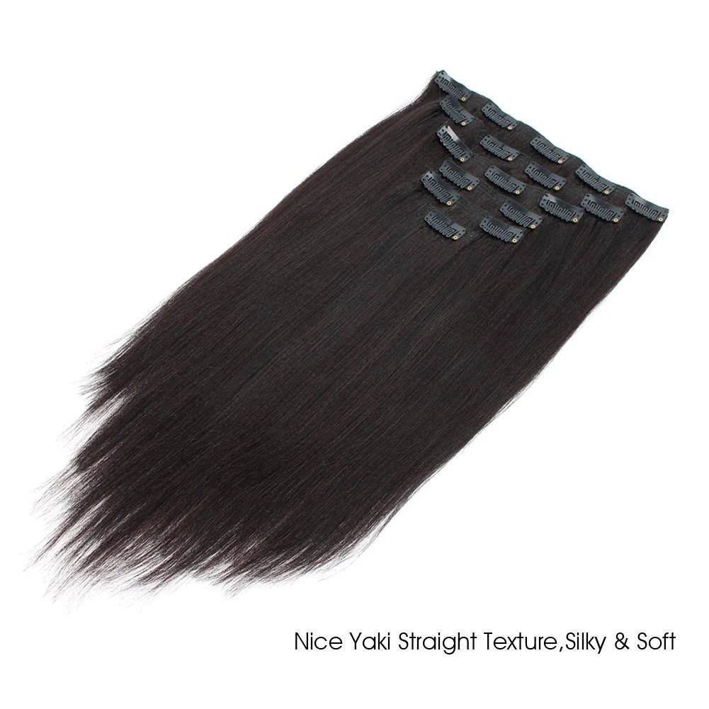 Yaki Straight 16inch Clip in Hair Extension Natural Black V85236