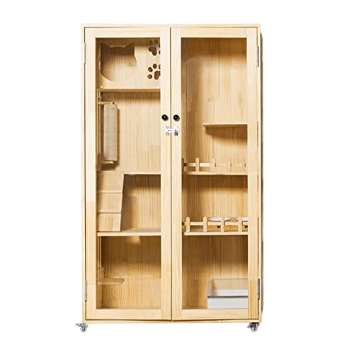 Large Indoor Cat Enclosure with Scratching Post and Lockable Wheels X337205