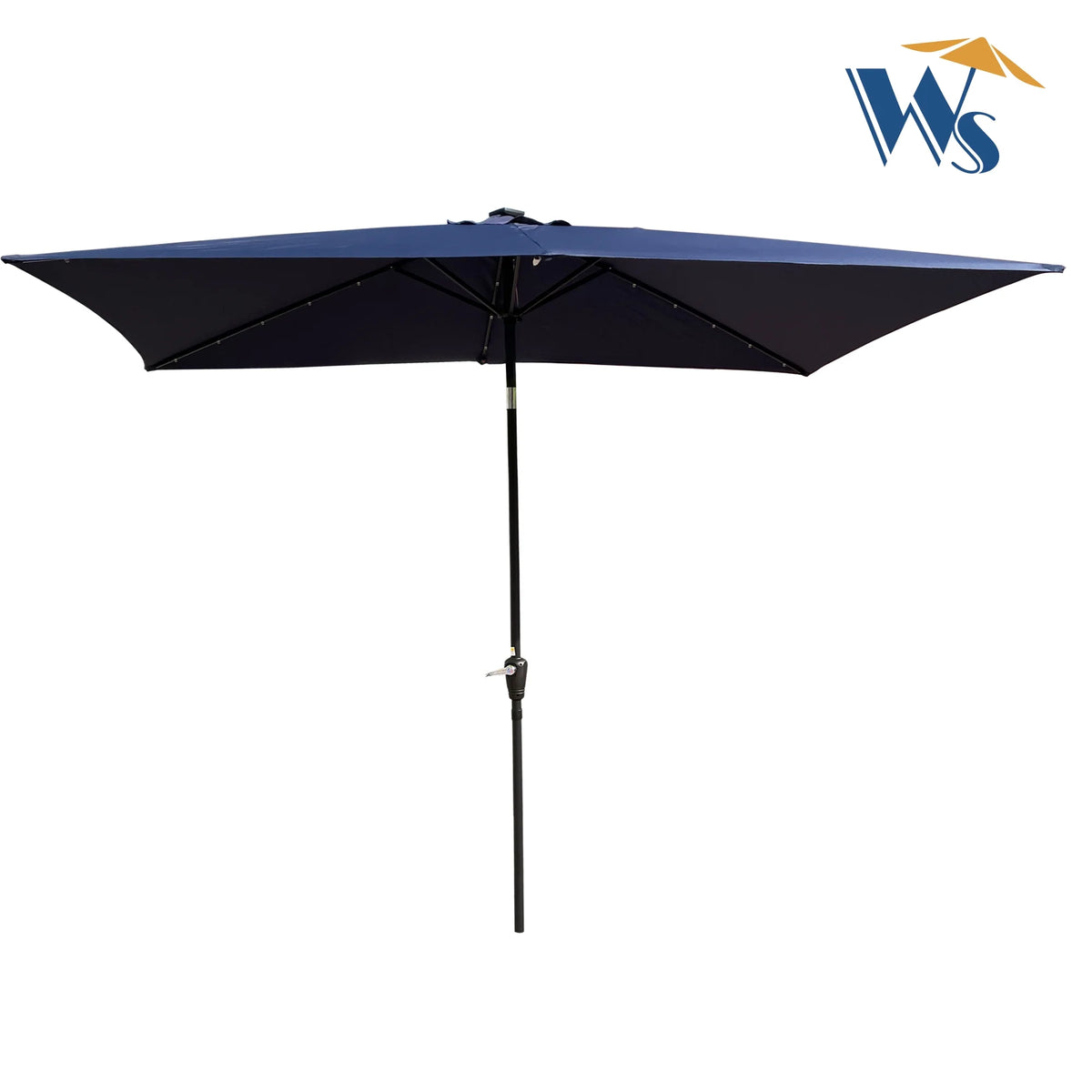 Rectangular Patio Solar LED Lighted Outdoor Umbrellas with Crank and Push Button Tilt C35901