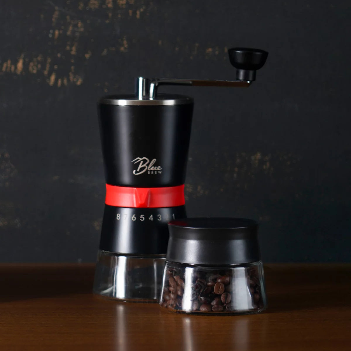 Manual Coffee Grinder with Conical Ceramic Burrs and 2 Airtight Glass Jars U3276