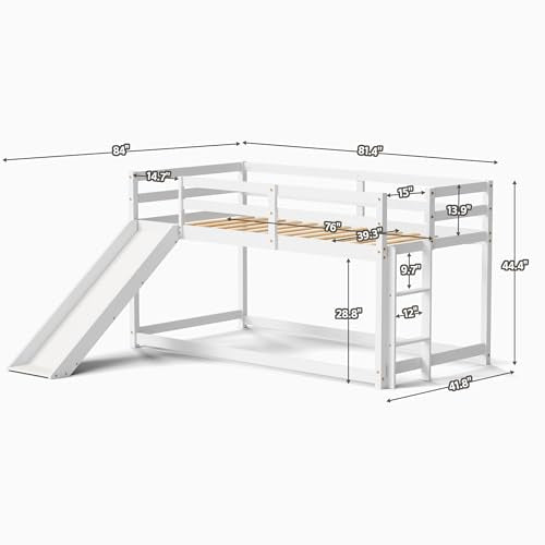 Twin Wood Bunk Bed with Slide and Ladder A319825