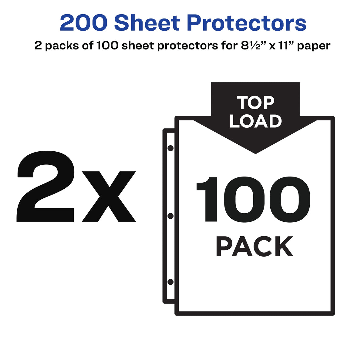 Semi-Clear Top Load Sheet Protectors for 3 Ring Binders, 200 Total D697