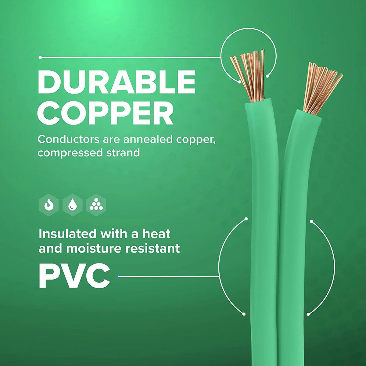 100 Feet Insulated Stranded Copper THHN THWN Wire 10 AWG Green D42417