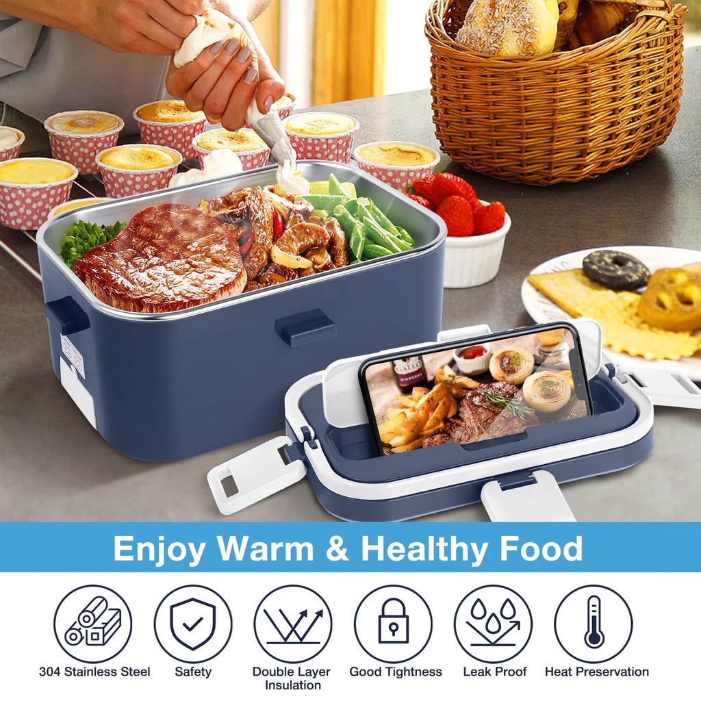 Electric Lunch Box Food Heater 60W 1.8L Stainless Steel Container K298