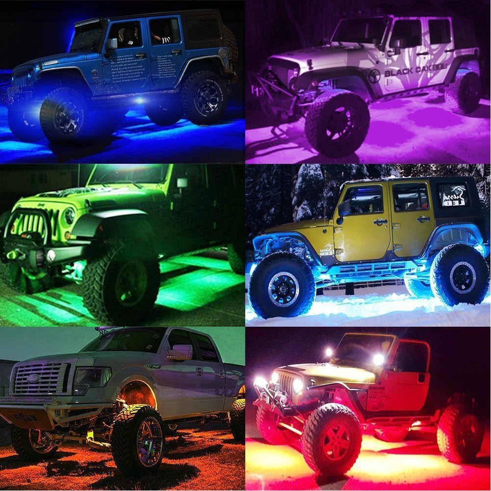 12 Pod RGB LED Rock Lights Kit with Bluetooth Control Waterproof P5532
