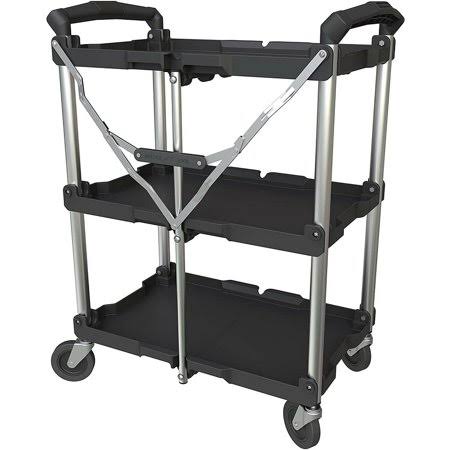 150 lb Capacity 3 Shelf Utility Cart, Black N4457