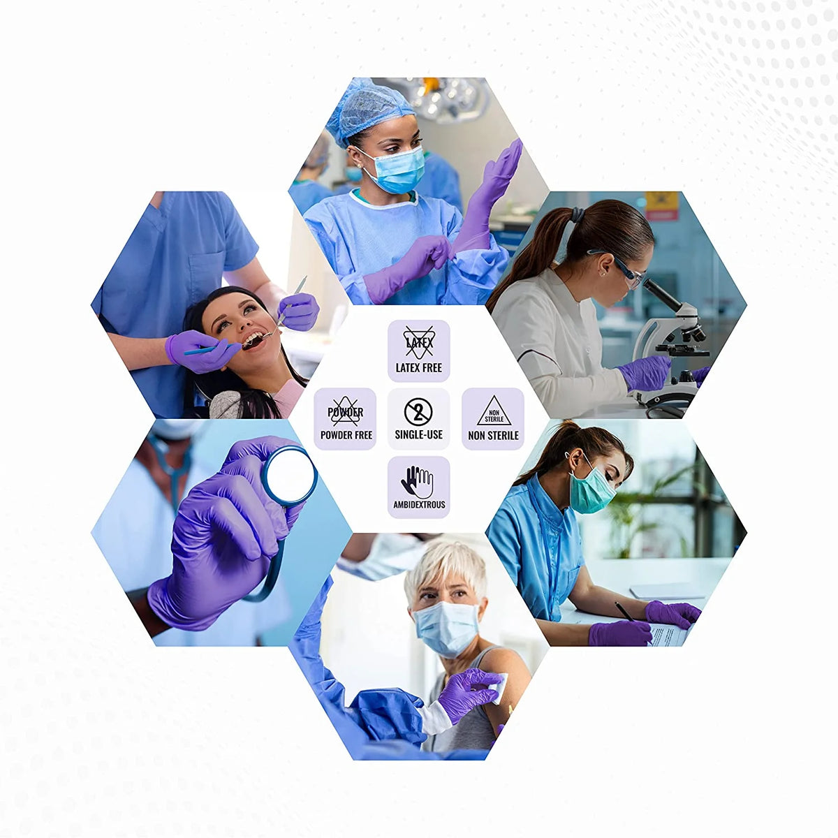 Nitrile Disposable Exam Gloves, Large, 1000/Box, Textured Fingertips V1181