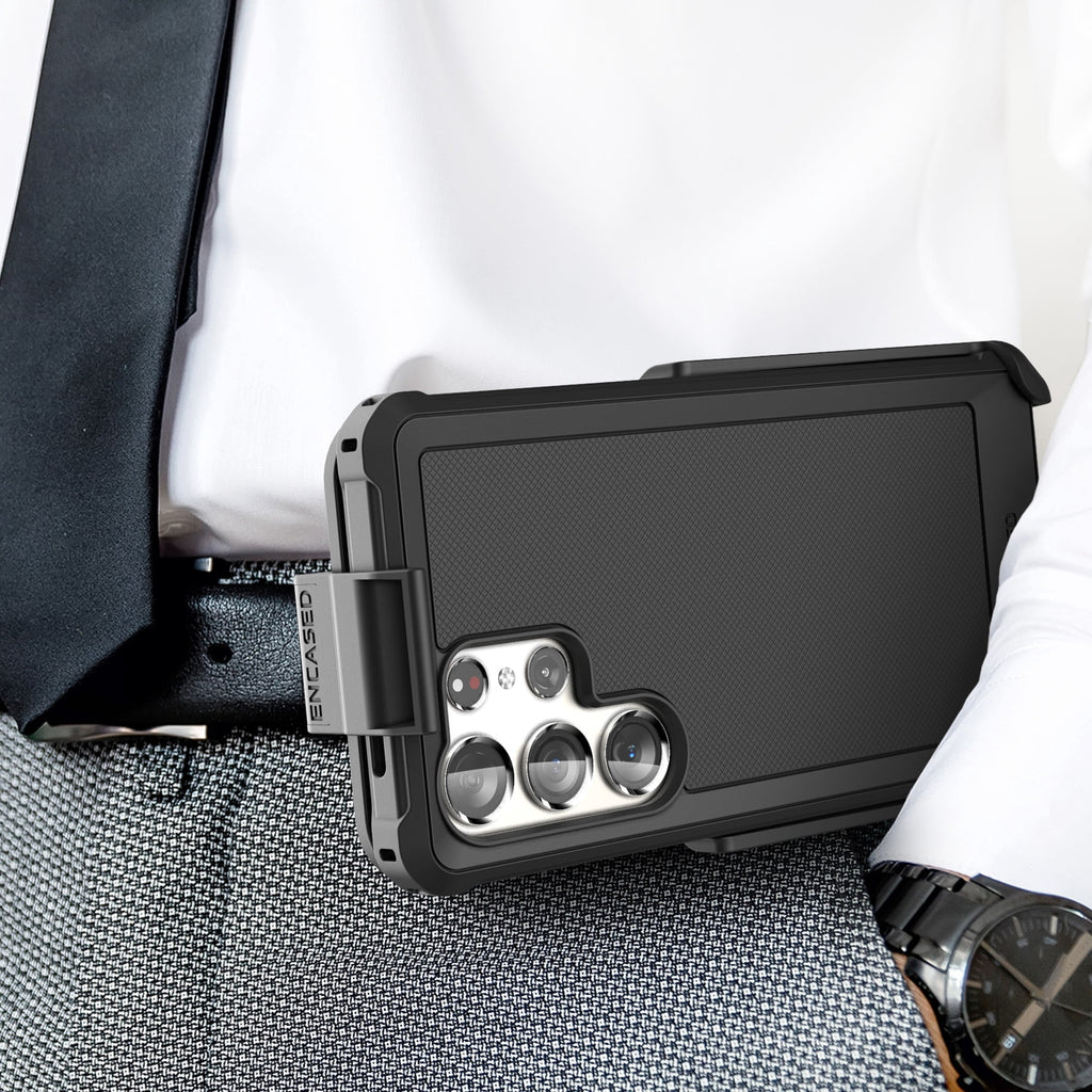 Falcon Belt Case with Holster Clip and Tempered Glass Screen Protector (Black) U541984