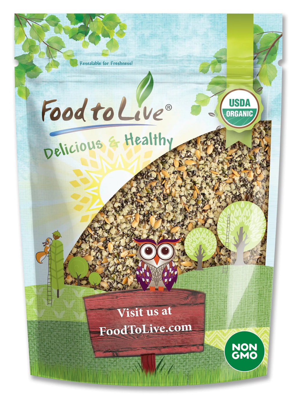Organic Chia Flax and Hemp Seeds Mix 5 Pounds Non-GMO D637416