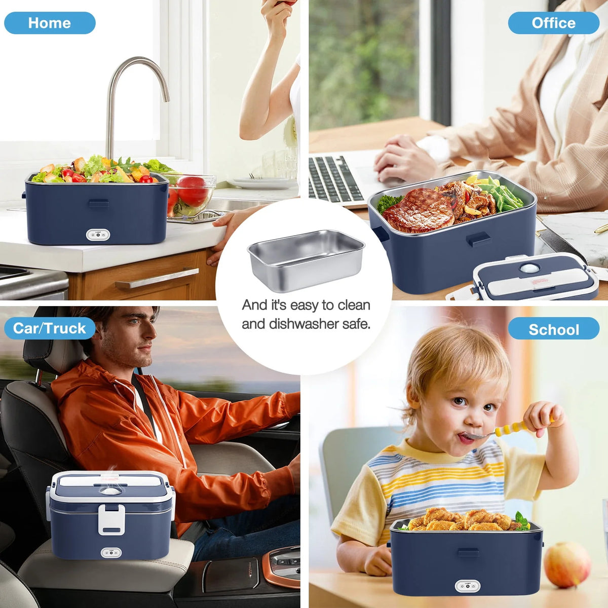 Electric Lunch Box Food Heater 60W 1.8L Stainless Steel Container K298