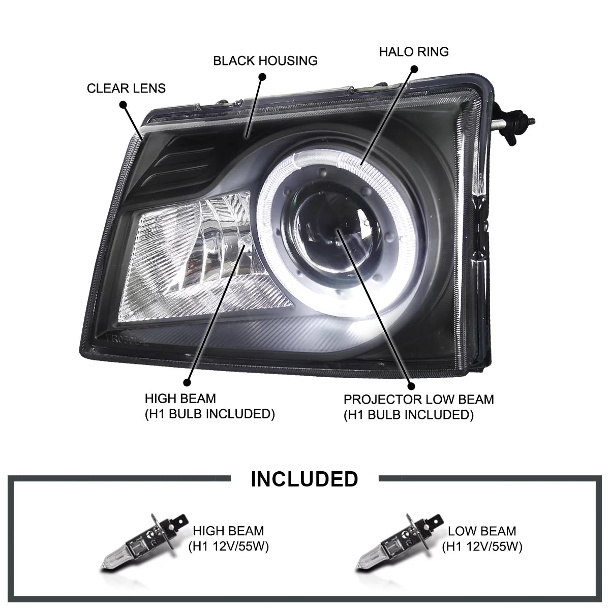 Black Projector Headlights Pair T717272