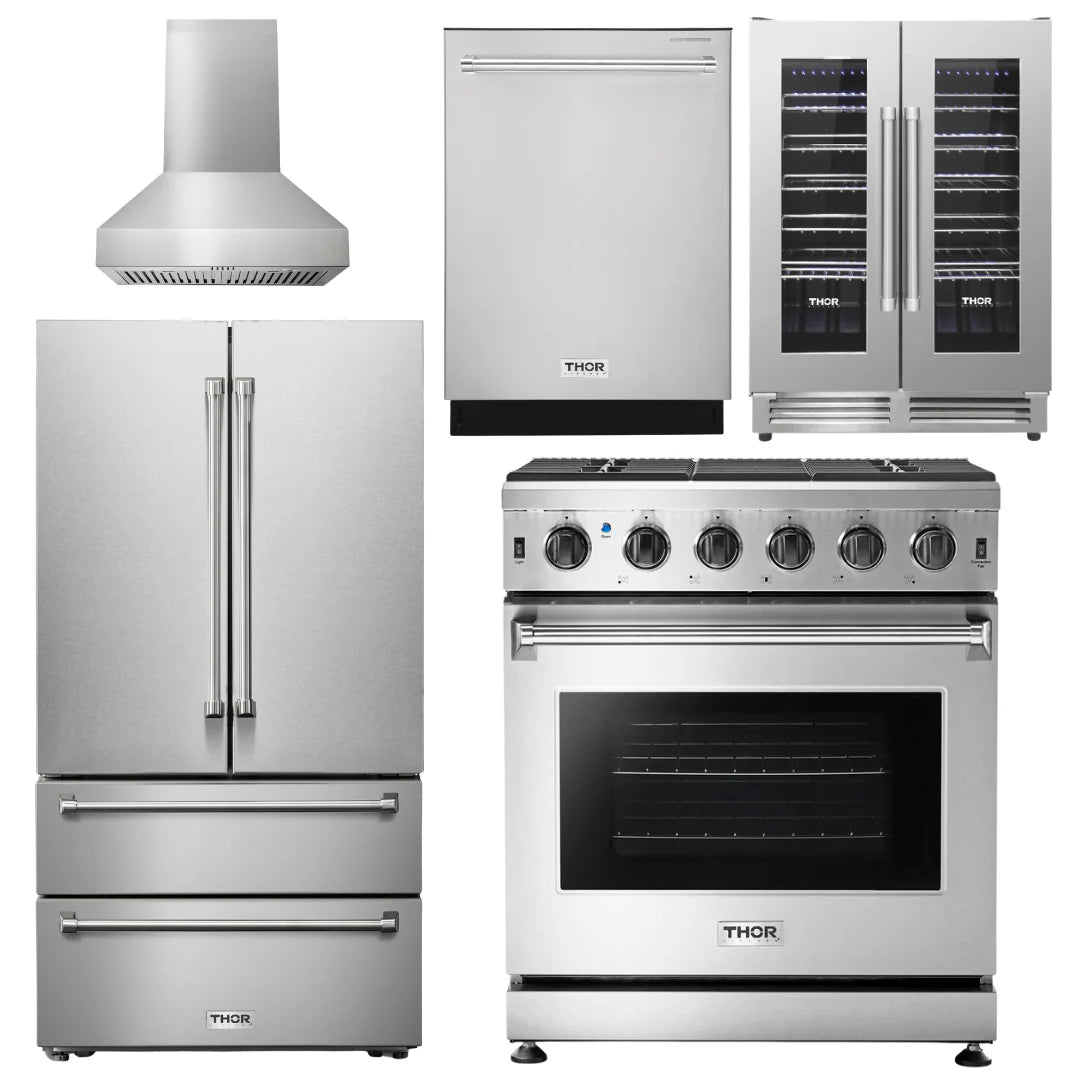 30 Propane Gas Range, Range Hood, Refrigerator, Dishwasher, Wine Cooler S991883