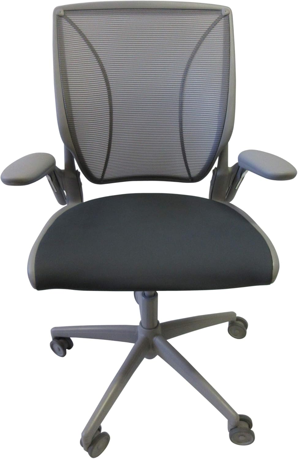Gray Pinstripe Mesh Task Chair with Grey Frame and Standard Foam Seat J946
