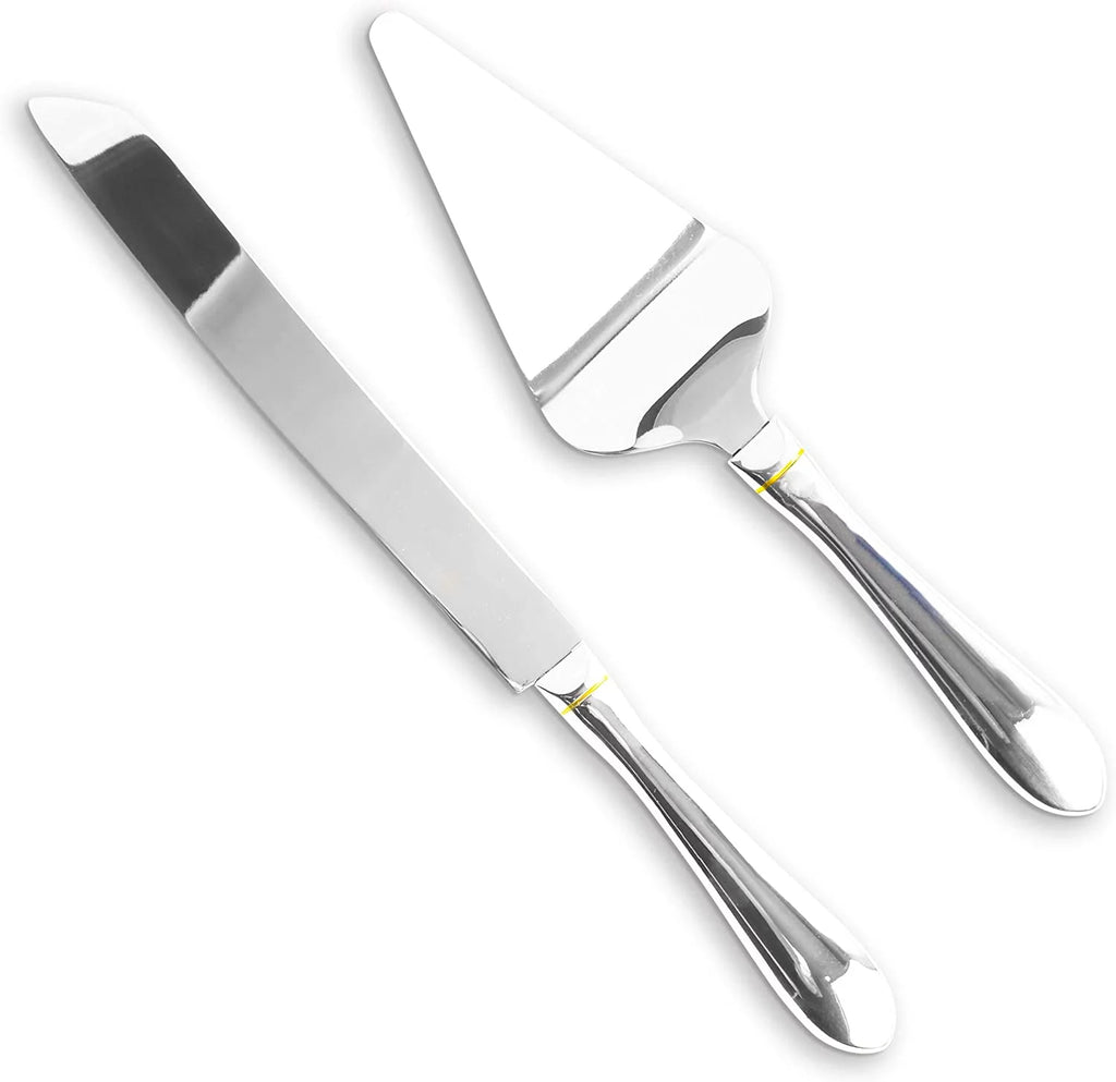Stainless Steel Cake Knife and Server Set with Serrated Blade Q478085