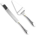 Stainless Steel Cake Knife and Server Set with Serrated Blade Q478085