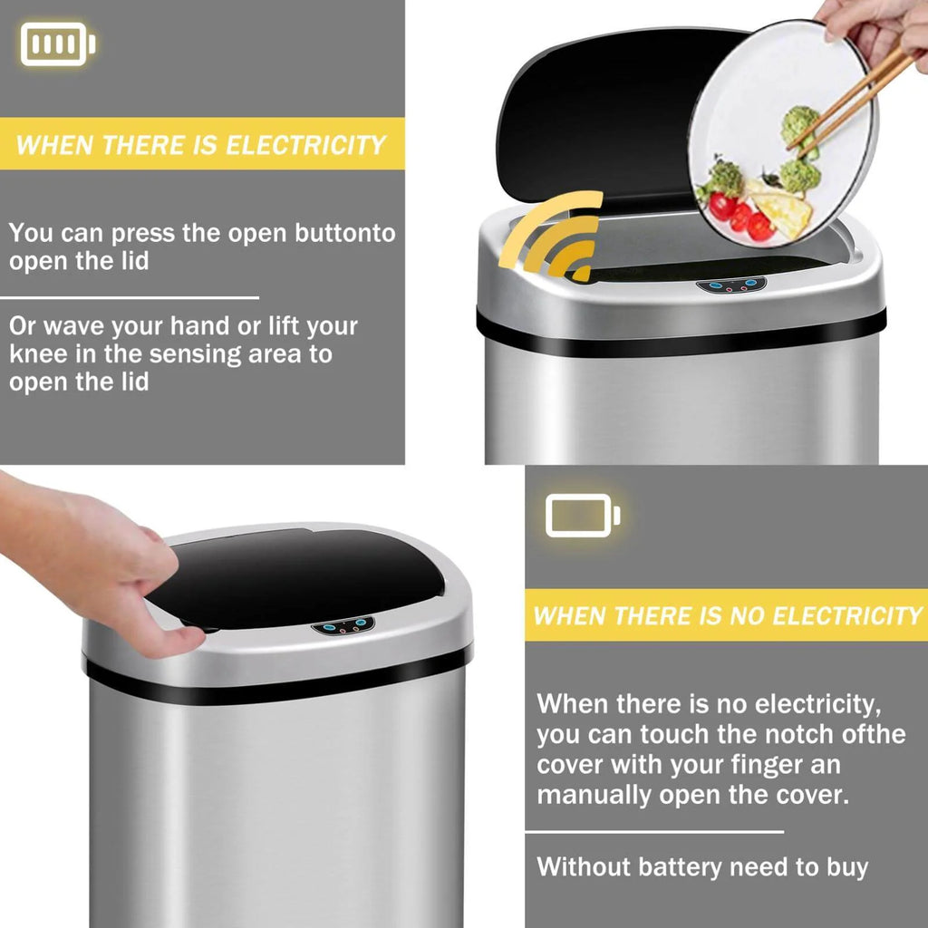 13 Gallon Stainless Steel Automatic Trash Can J109