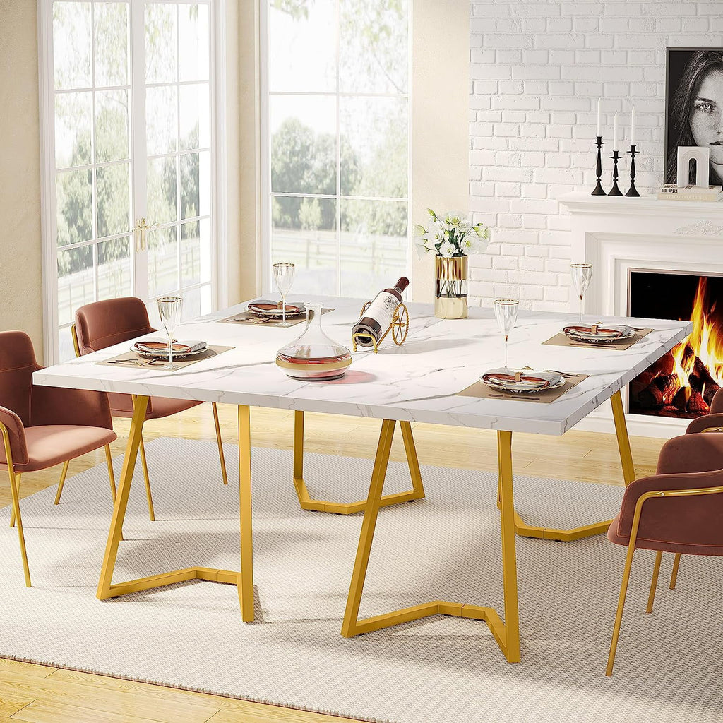 White Faux Marble Dining Table R74115