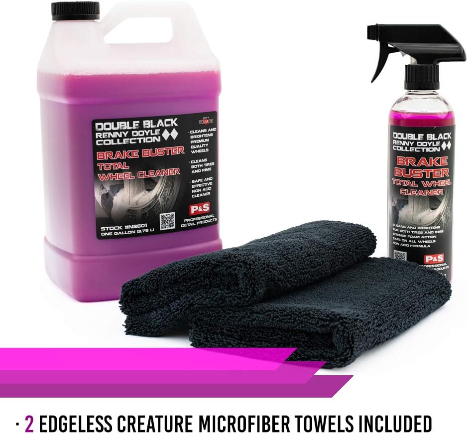 Brake Buster Wheel Cleaner Kit with 2 Edgeless Microfiber Towels, Non Acid, 1 Gallon + 1 Pint, Pack of 2 O33021