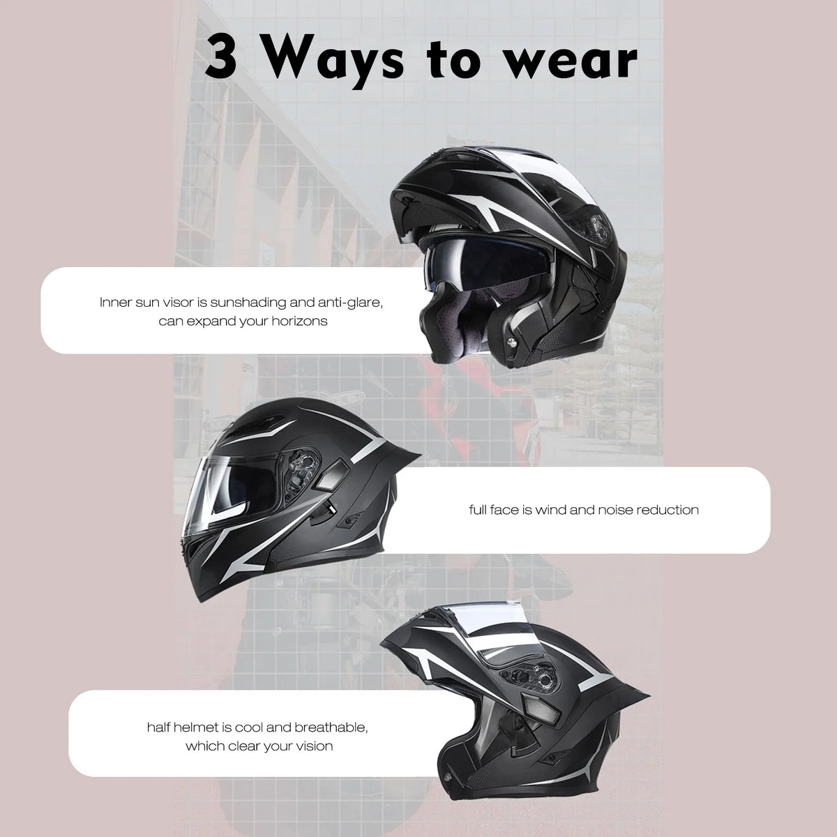 Motorcycle Dual Visor Flip up Full Face Helmet W27667