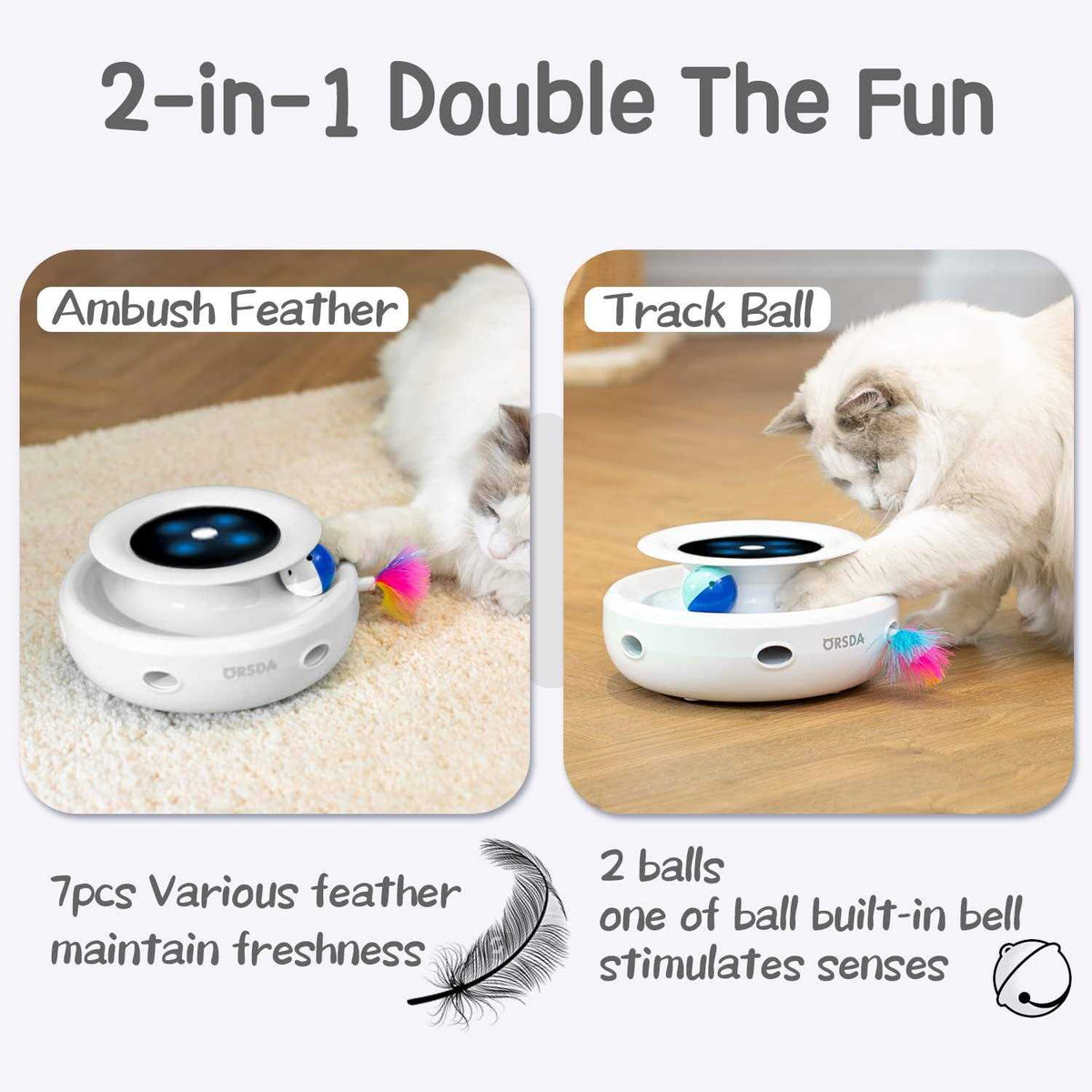 2-in-1 Interactive Cat Toy Balls I367260