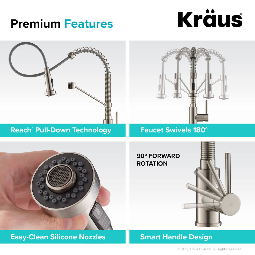 Commercial Kitchen Faucet with Soap Dispenser, Spot Free Stainless Steel Y357158