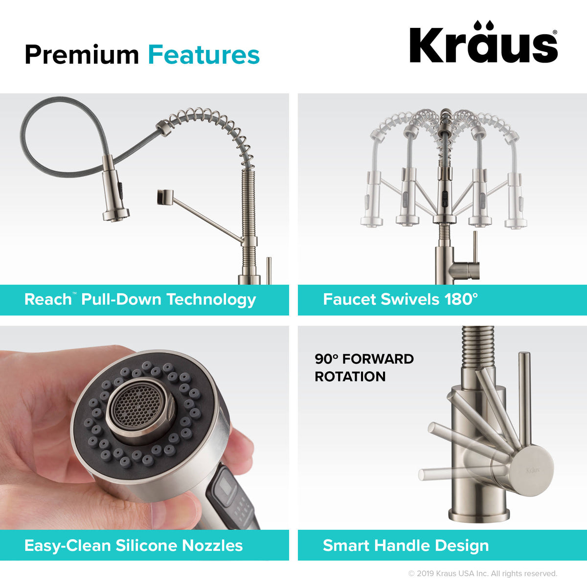 Commercial Kitchen Faucet with Soap Dispenser, Spot Free Stainless Steel Y357158
