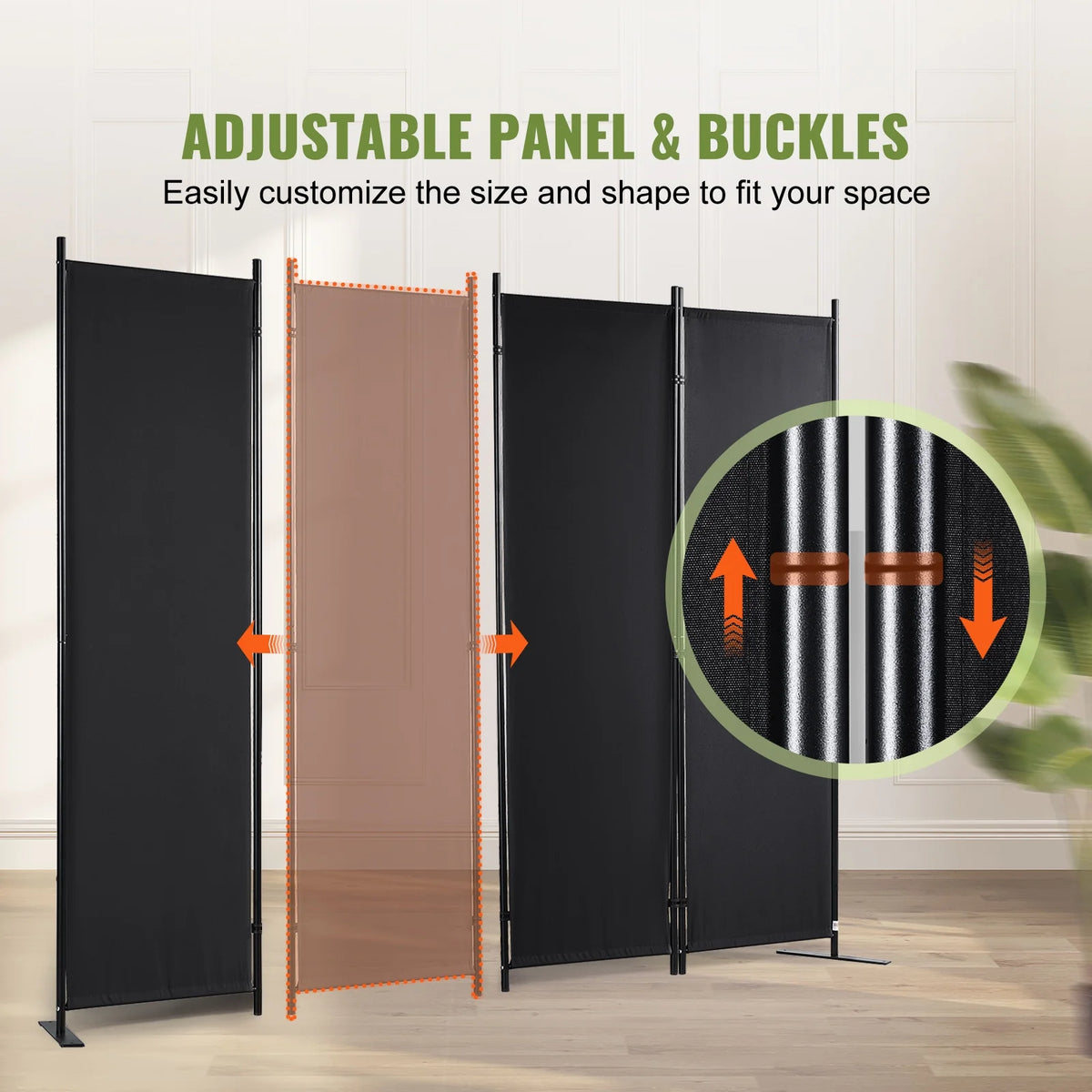 4-Panel Folding Fabric Room Divider F694313