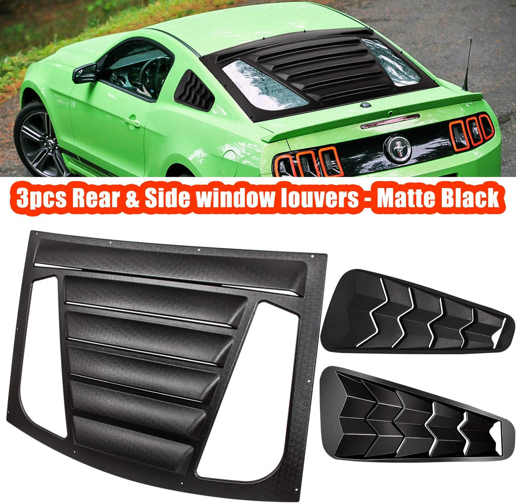 3pcs ABS Matte Black Rear & Side Window Louvers S494421