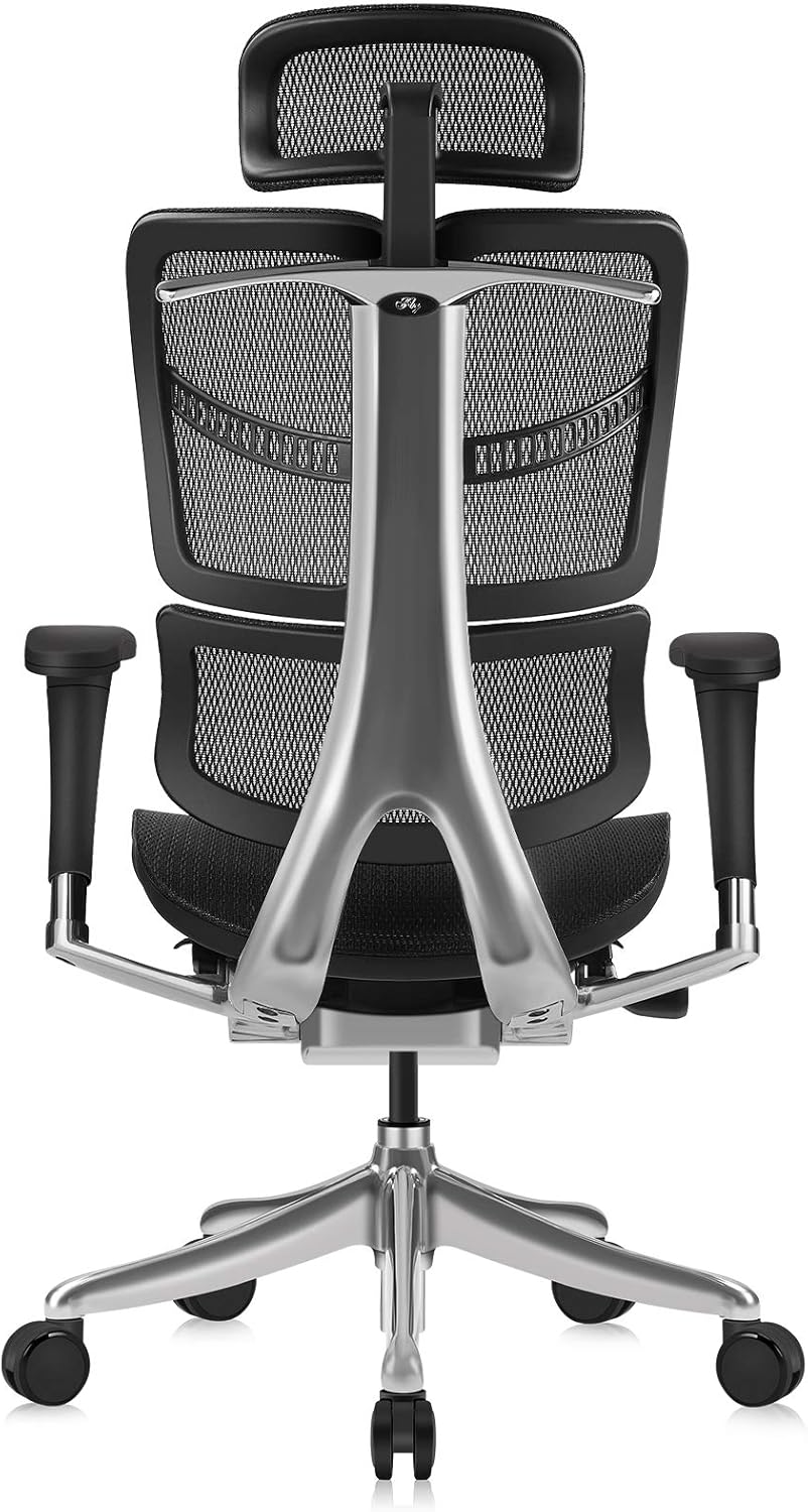 Ergonomic Office Chair with Headrest, Aluminum Frame, Standard Carpet Casters R690251