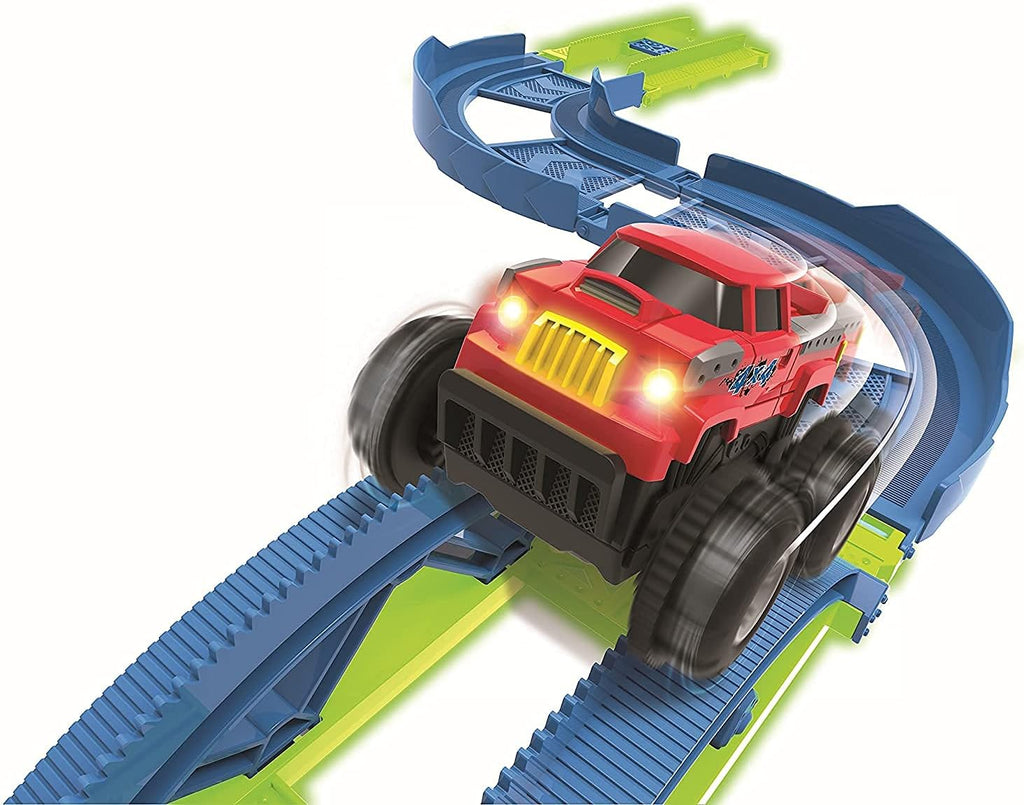 Glow in The Dark Race Car Track Playset, 45 Pcs with Lights G709