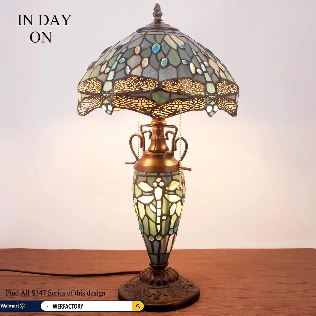 Sea Blue Stained Glass Table Lamp N859