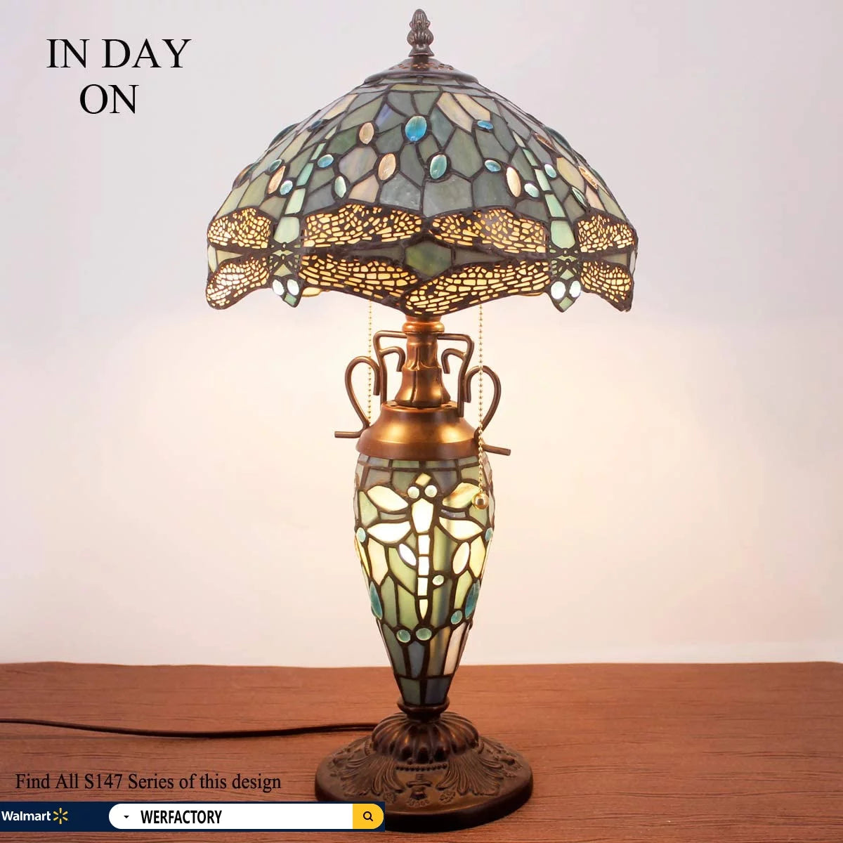 Sea Blue Stained Glass Table Lamp N859