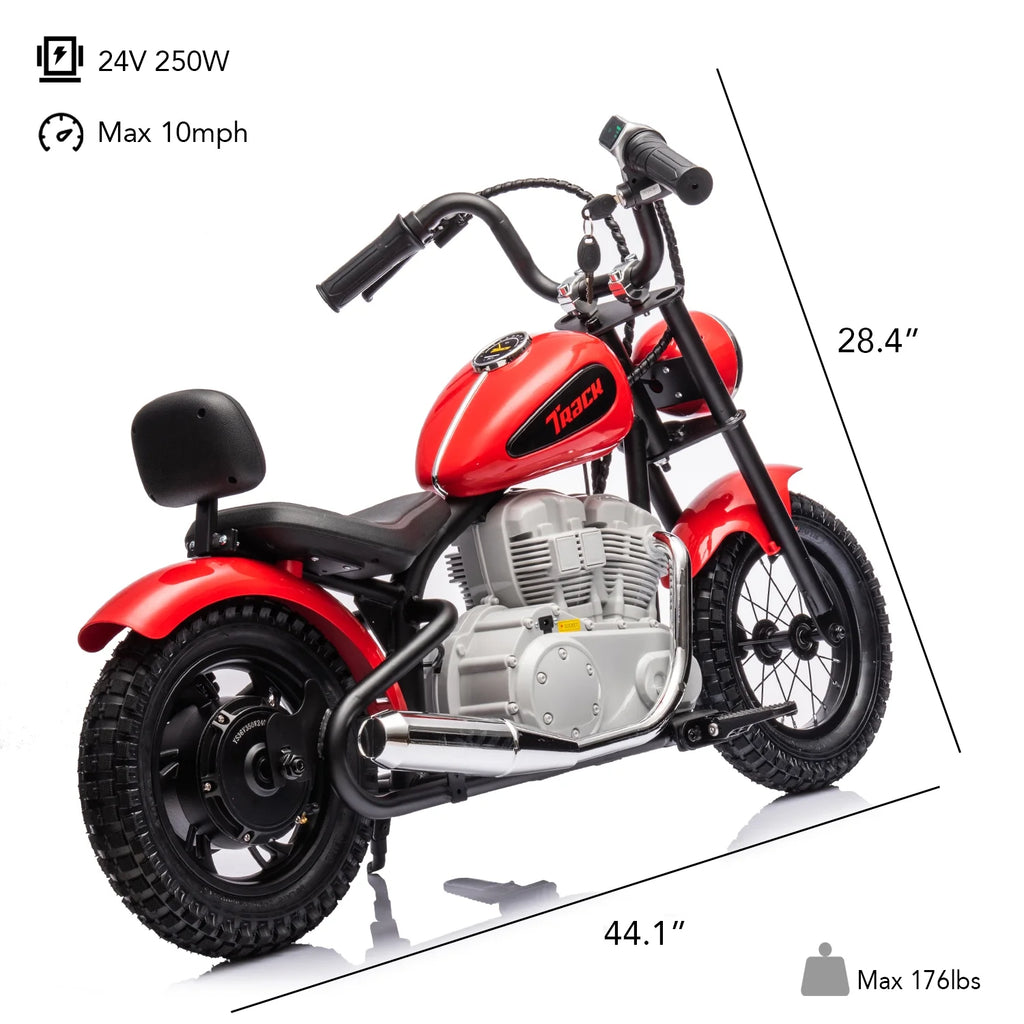 24V Electric Dirt Bike for Kids, Ride on Motorcycle with Twist Grip Throttle, Dual Brakes, Up to 10 MPH, Red H152649