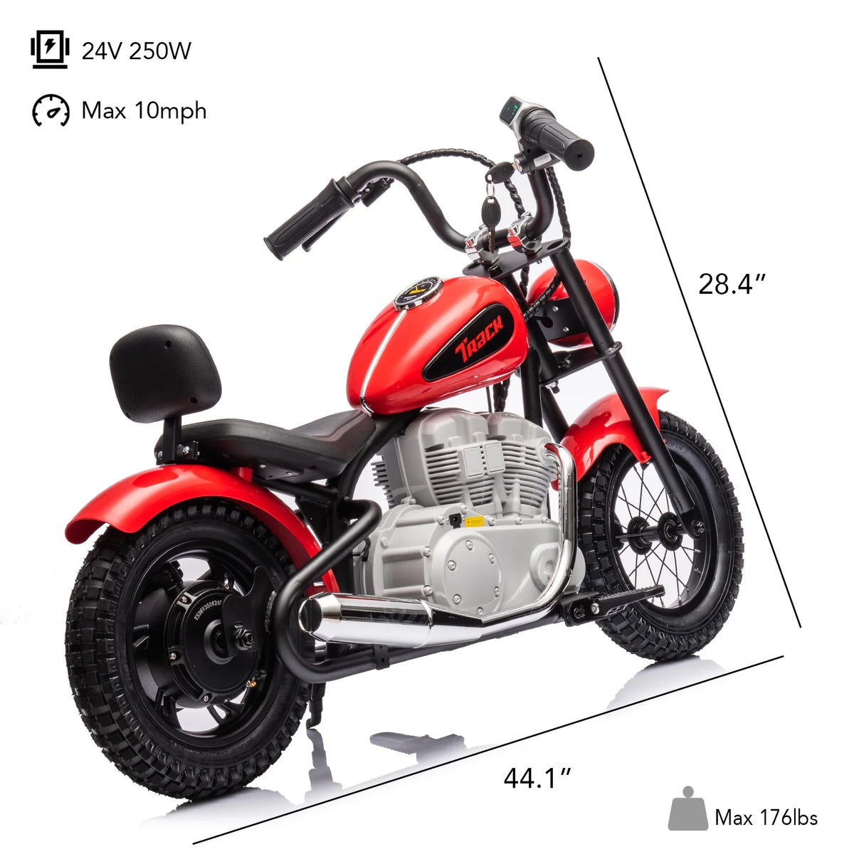 24V Electric Dirt Bike for Kids, Ride on Motorcycle with Twist Grip Throttle, Dual Brakes, Up to 10 MPH, Red H152649