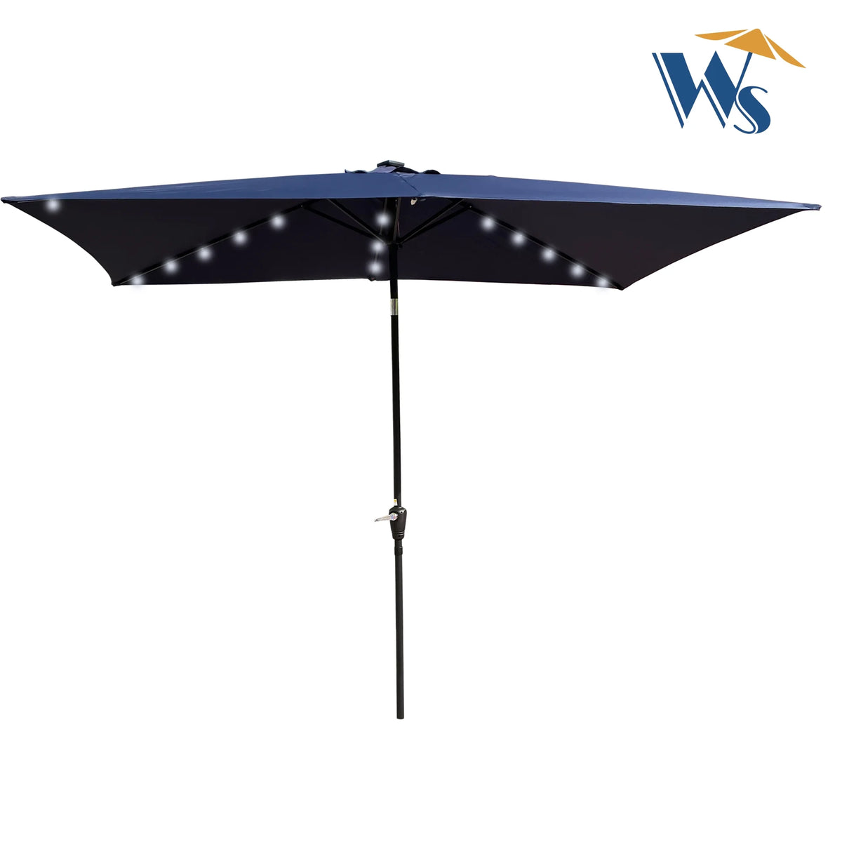Rectangular Patio Solar LED Lighted Outdoor Umbrellas with Crank and Push Button Tilt C35901