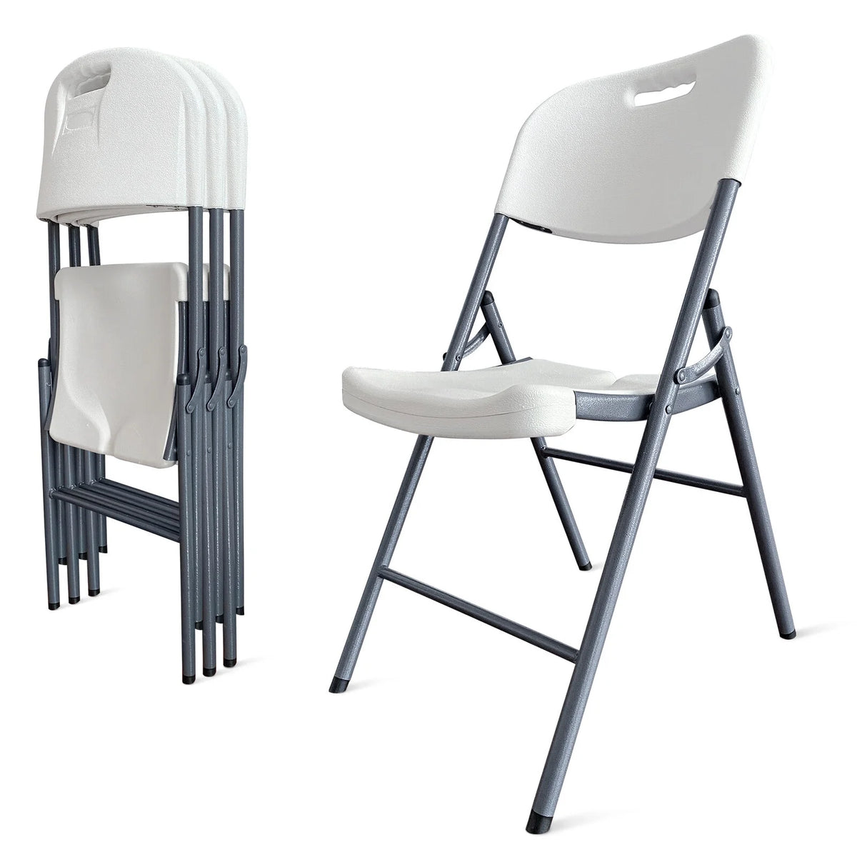 White 20 Pack Plastic Folding Chairs Y695