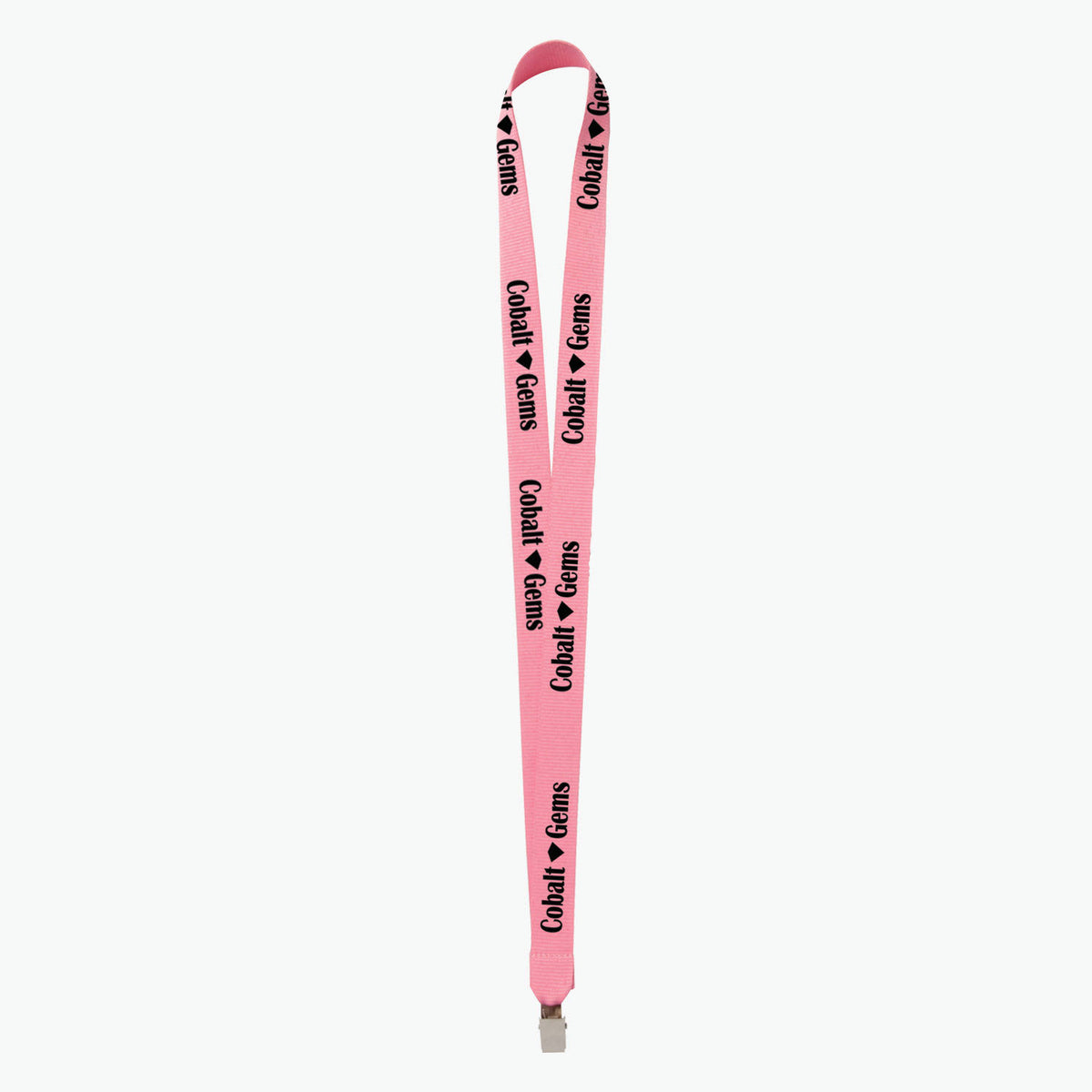 Pink Polyester Lanyard with Non-Swivel Bulldog Clip L337
