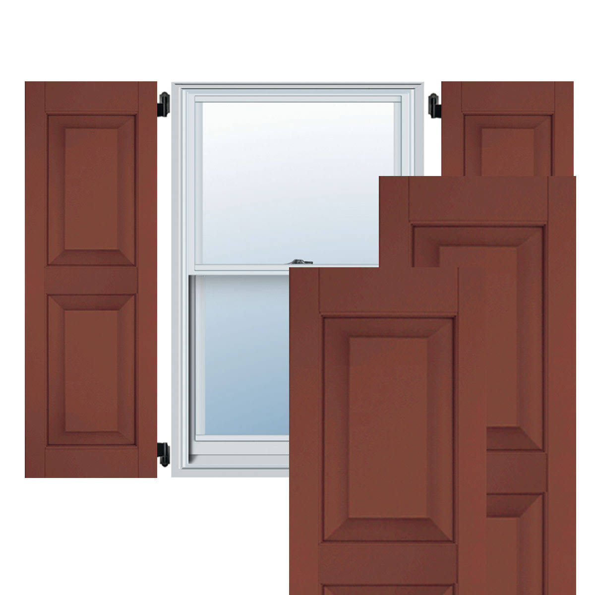 15 in. x 72 in. Exterior Real Wood Raised Panel Shutters Pair Z329480
