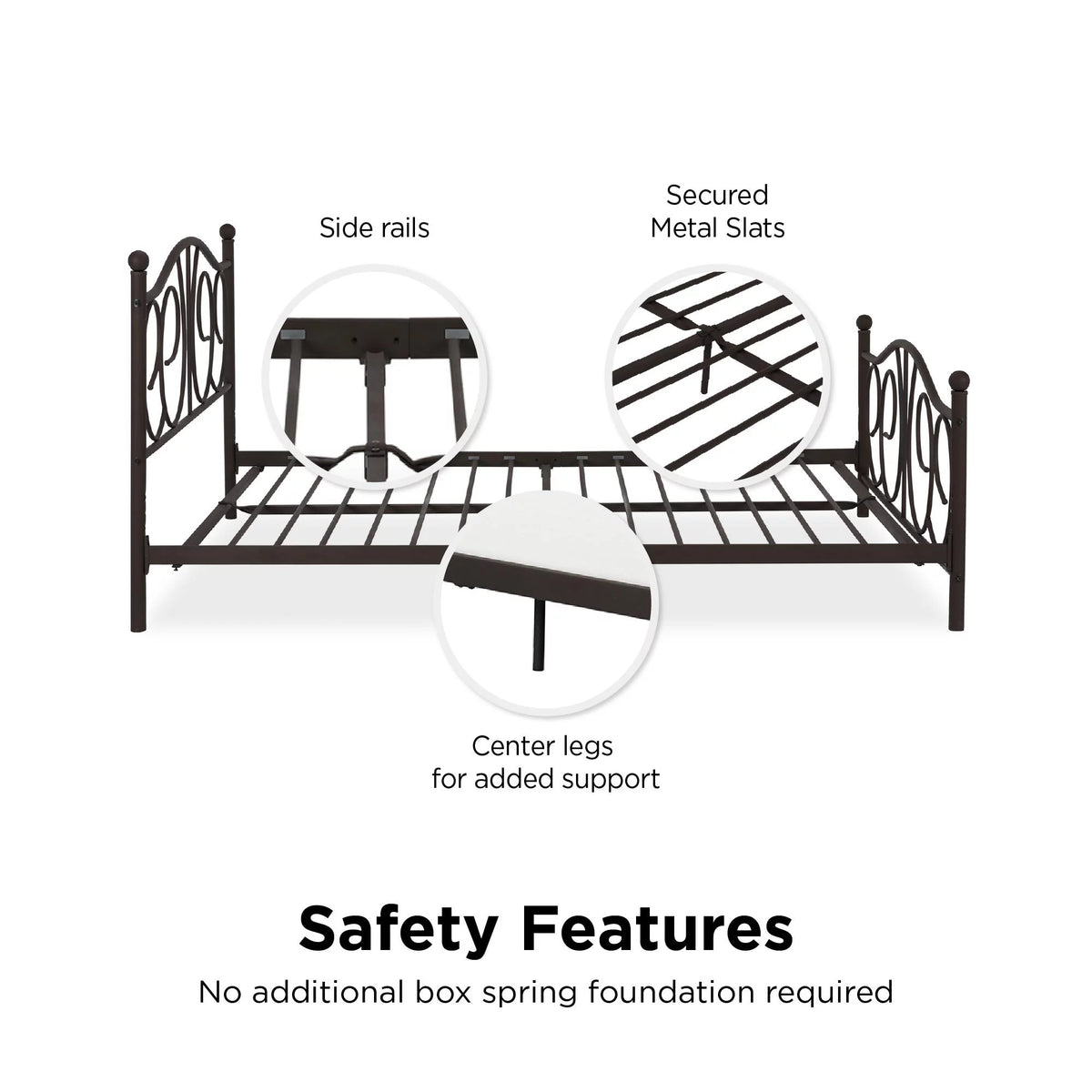 Queen Bronze Metal Platform Bed Y2873