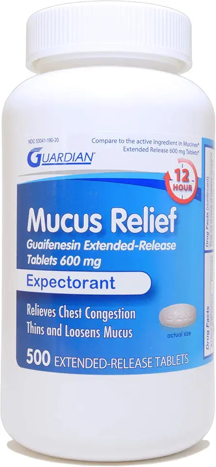 600mg Guaifenesin 12 Hour Extended Release Expectorant 500 Count M993940